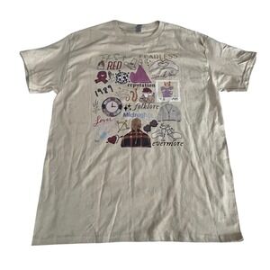 Taylor Swift Eras Collage Graphic Tee Shirt Natural Beige Gildan Heavy Cotton